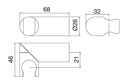 Rubinetterie Treemme SHOWERS & THERMOSTATICS Gancio Con Snodo A Muro Tondo Materiale Ottone Finitura Cromata