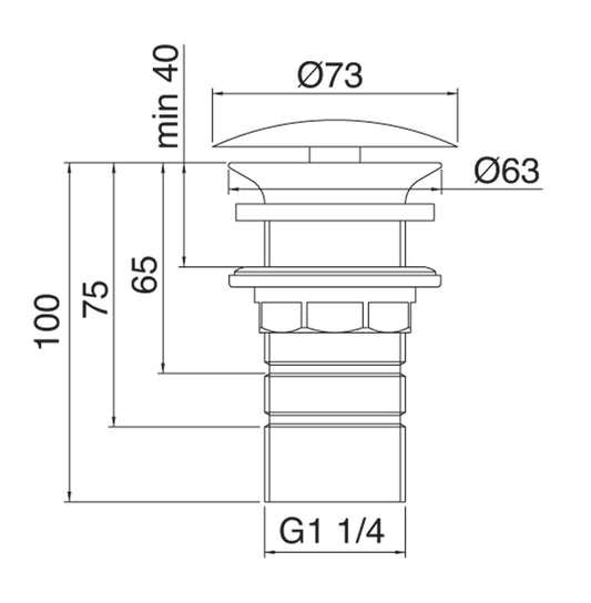 Rubinetterie Treemme 3M Spare Parts - Accessories IT RTSA 114 CC Piletta di Scarico Scarico Sempre Aperto Materiale Ottone Finitura Cromata