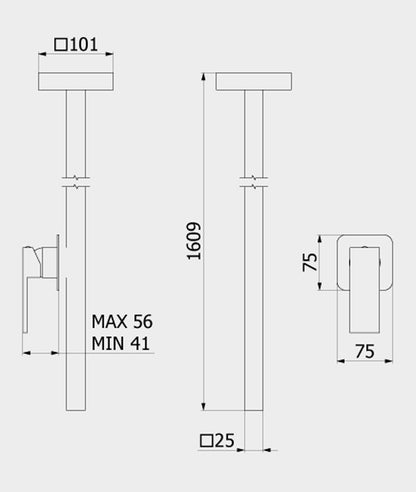 Miscelatore bocca da soffitto alimentata con comando remoto incluso marca IB rubinetti modello Rubacuori rubinetteria rubinetto ottone cromato fontana finitura cromo rivenditore autorizzato campania arredamento garanzia 10 anni azienda certificata