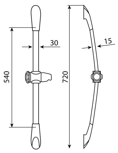 Duemmeggi Luxury Asta Set Saliscendi In Ottone Diametro 30 Millimetri Con Supporti Murali E Porta Sapone In ABS Con Flessibile Doppia Aggraffatura E Doccetta Luxury Ø 120 Tre Getti Anticalcare Finitura Cromata
