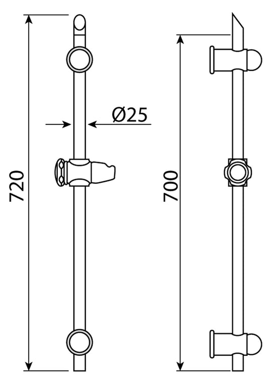 Duemmeggi Trandy Asta Set Saliscendi In Ottone Ø25 Millimetri Con Supporti Murali In ABS Con Supporto Superiore Regolabile Con Flessibile Doppia Aggraffatura E Doccetta Taylor Ø85 Cinque Getti Anticalcare Finitura Cromata