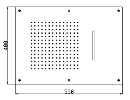 Soffione Duemmeggi Easy Rectangular Acciaio Inox Lucido 550x400 mm Incassato Soffitto Getto Doppio Pioggia E Cascata Made in Italy Garanzia 5 Anni