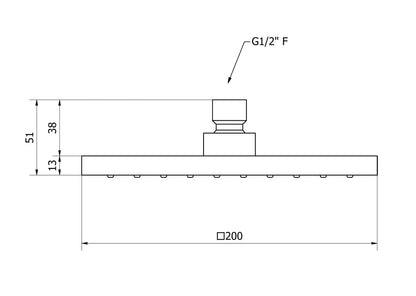 IB Rubinetti Shower Heads Soffione Doccia Quadrato Installazione A Soffitto / Muro Misura 200x200 mm Uscita Acqua Pioggia Stile Moderno Materiale ABS Finitura Cromata