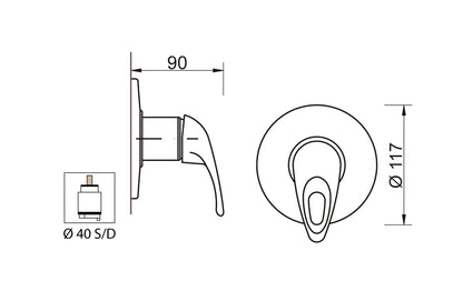 Miscelatore Incasso Doccia Duemmeggi Sigma Installazione Parete Muro Con Piastra 1 Leva Manopola Monocomando 1 Via Meccanico Monoforo 1 Foro Stile Classico Materiale Ottone Finitura Cromata Made in Italy Garanzia 5 Anni