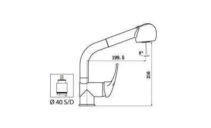 Miscelatore Lavello Cucina Lavatoio Lavapanni Monocomando Leva Laterale Con Doccia Doccetta Estraibile Duemmeggi Sigma Appoggio Monoforo 1 Foro 1 Leva Manopola Monocomando Stile Contemporaneo Moderno Classico Materiale Ottone Finitura Cromata Made in Ital