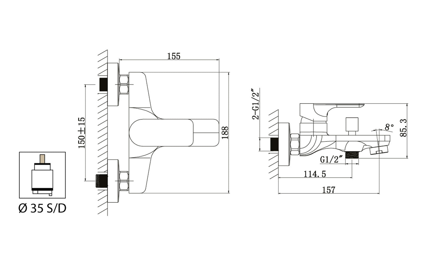 Miscelatore Vasca Esterno Con Duplex E Set Doccia Duemmeggi Smart Installazione Parete Muro Con Doccetta 3 Fori Stile Moderno 1 Leva Monocomando Manopola Materiale Ottone Finitura Cromata Made in Italy Garanzia 5 Anni