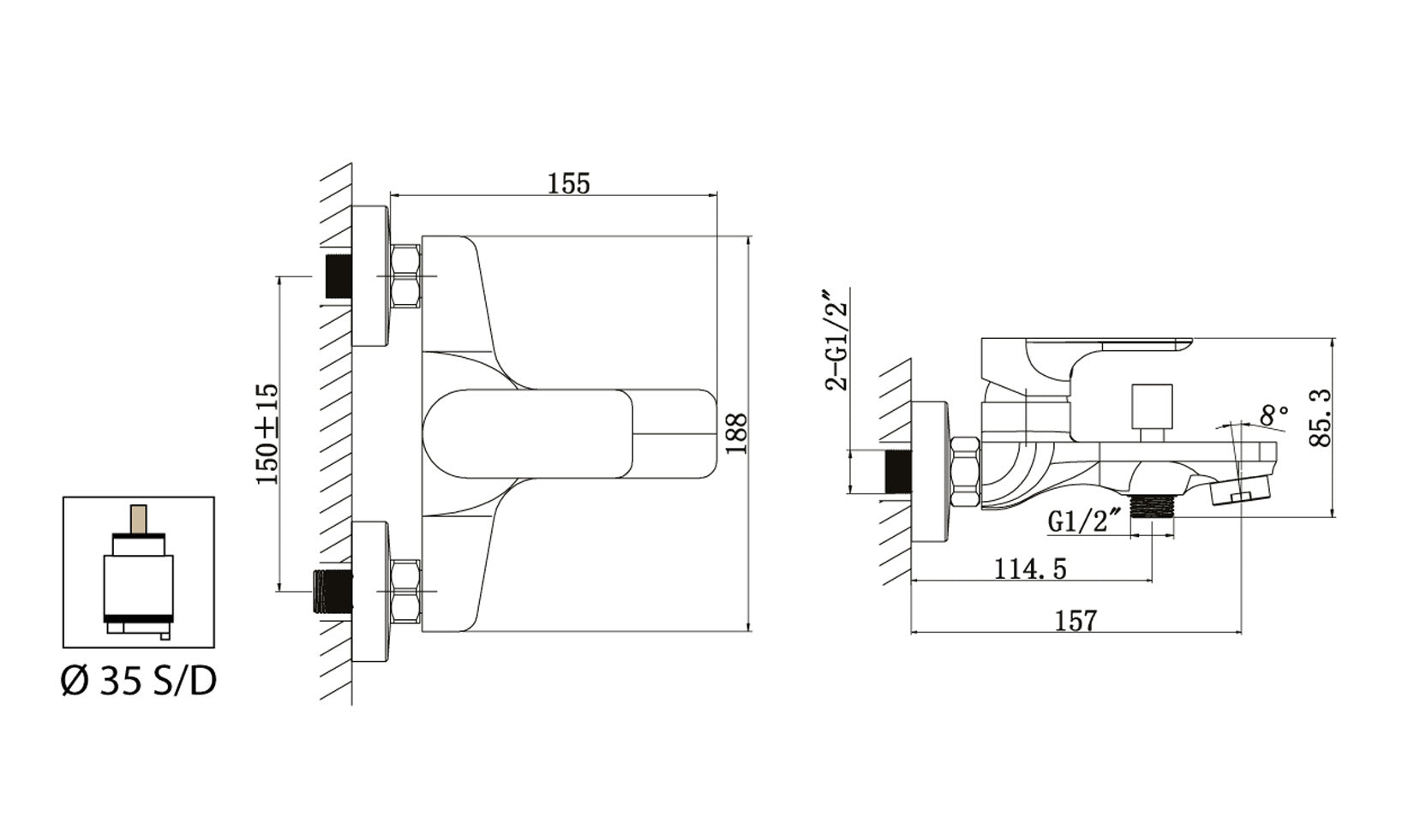 Miscelatore Vasca Esterno Con Duplex E Set Doccia Duemmeggi Smart Installazione Parete Muro Con Doccetta 3 Fori Stile Moderno 1 Leva Monocomando Manopola Materiale Ottone Finitura Cromata Made in Italy Garanzia 5 Anni