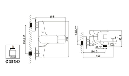 Miscelatore Vasca Esterno Con Duplex E Set Doccia Duemmeggi Smart Installazione Parete Muro Con Doccetta 3 Fori Stile Moderno 1 Leva Monocomando Manopola Materiale Ottone Finitura Cromata Made in Italy Garanzia 5 Anni