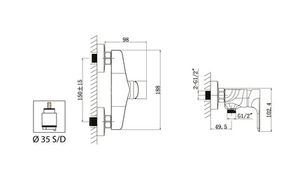 Miscelatore Doccia Esterno Attacco 1/2" Con Duplex E Set Doccia Duemmeggi Smart Stile Moderno Installazione Muro Parete 3 Fori Con Doccetta 1 Leva Manopola Materiale Ottone Finitura Cromata Made in Italy Garanzia 5 Anni