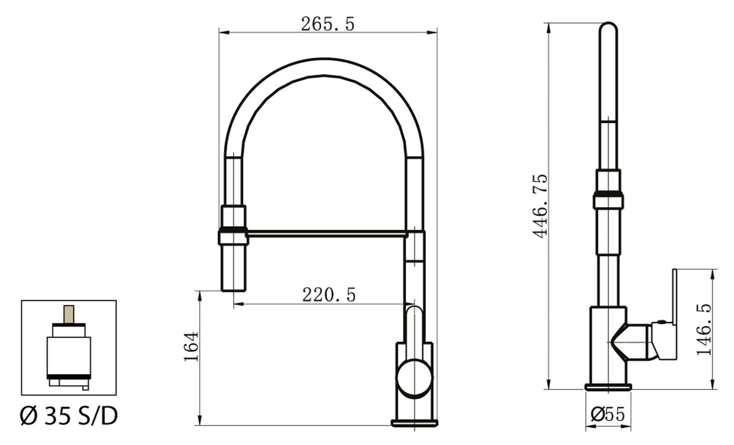 Miscelatore Lavello Lavatoio Monocomando 1 Leva Laterale Con Tubo Flessibile Molla Duemmeggi Cucina Sydney Installazione Appoggio Monoforo 1 Foro Stile Moderno Materiale Ottone Finitura Cromata e Nera Made in Italy Garanzia 5 Anni