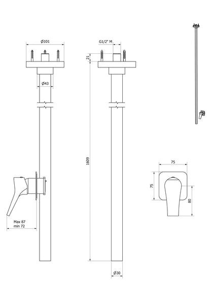 Miscelatore bocca da soffitto alimentata con comando remoto incluso marca IB rubinetti modello Twitter rubinetteria rubinetto ottone cromato fontana finitura cromo rivenditore autorizzato campania arredamento garanzia 10 anni qualità made in italy 