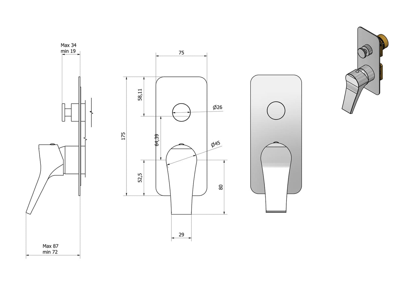 Miscelatore doccia incasso due vie completo marca IB rubinetti modello Twitter rubinetteria rubinetto ottone cromato fontana finitura cromo rivenditore autorizzato campania arredamento garanzia 10 anni qualità made in italy azienda certificata