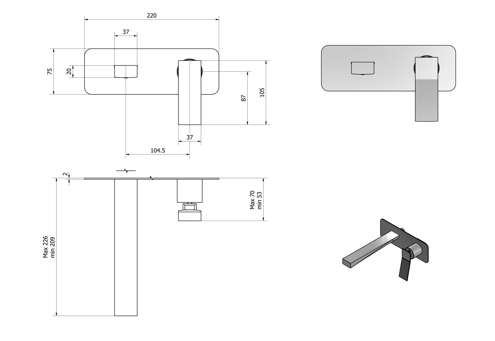Miscelatore lavabo a parete completo di piletta di scarico click-clack marca IB rubinetti modello Wave rubinetteria classica rubinetto ottone cromato fontana finitura rivenditore autorizzato campania arredamento garanzia 10 anni azienda made in italy
