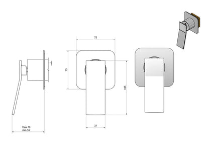 Miscelatore doccia incasso una via completo marca IB rubinetti modello Wave rubinetteria classica rubinetto ottone cromato fontana finitura cromo rivenditore autorizzato campania arredamento garanzia 10 anni azienda certificata made in italy