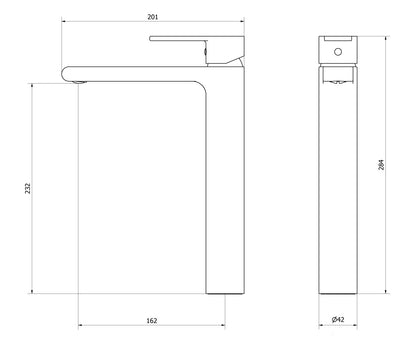 IB Rubinetti WHYNOT? Miscelatore Lavabo Alto Monocomando Installazione Appoggio Monoforo Con Piletta Di Scarico Clik - Clack  Altezza 284 mm Stile Moderno Materiale Ottone Finitura Cromata