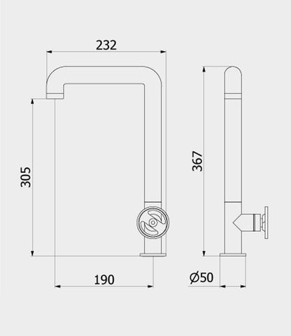 IB Rubinetti KITCHEN Miscelatore Lavello Standard Installazione Appoggio Monoforo Monocomando Stile Moderno Materiale Ottone Finitura Cromata