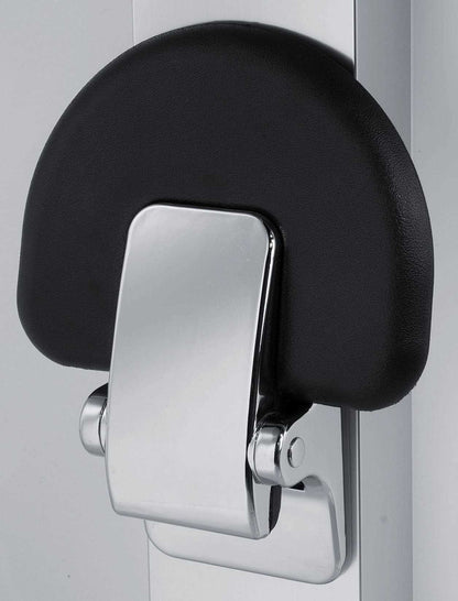 Novellini Sedile Reclinabile Tondo in Eva Portata Massima 100kg Parete Nero RAL 7021 Solida Struttura Metallo Cromato Acciaio Inossidabile Meccanismo Rotazione Seduta Ergonomica Confortevole Superfice Antiscivolo 33x27 cm