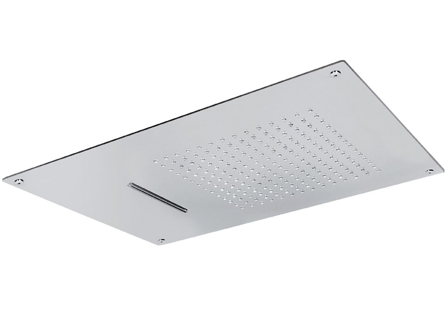 Soffione Duemmeggi Easy Rectangular Acciaio Inox Lucido 550x400 mm Incassato Soffitto Getto Doppio Pioggia E Cascata Made in Italy Garanzia 5 Anni