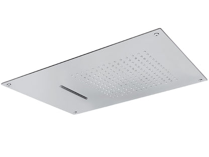 Soffione Duemmeggi Easy Rectangular Acciaio Inox Lucido 550x400 mm Incassato Soffitto Getto Doppio Pioggia E Cascata Made in Italy Garanzia 5 Anni