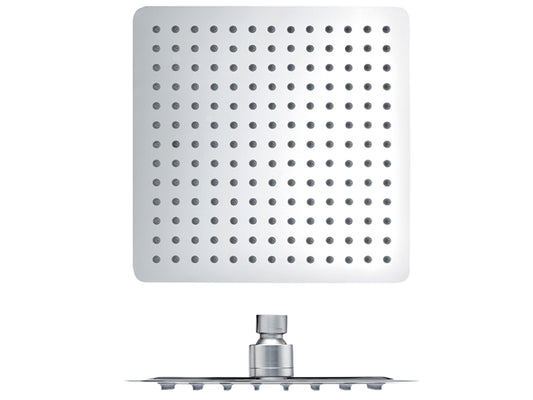 Soffione Acciaio Inox 316 Quadro Con Anticalcare 300x300 mm Slim Duemmeggi Soffioni Inox Marte Installazione Parete Muro Soffitto Forma Quadrato Getto Pioggia Stile Moderno Finitura Cromata Made in Italy Garanzia 5 Anni