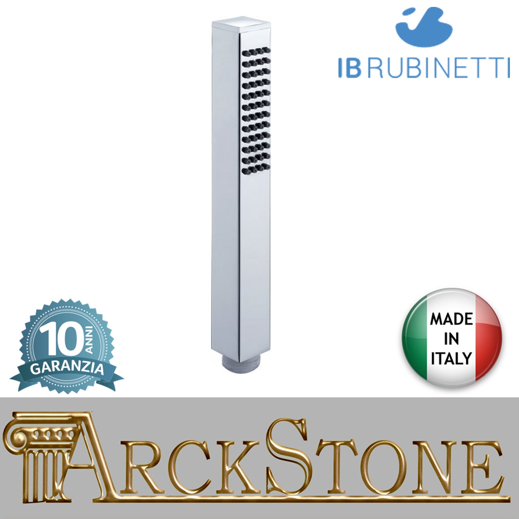 Doccetta quadra in ottone cromato marca IB rubinetti modello Shower & Co. doccetta finitura muro rivenditore autorizzato cromatura campania garanzia 10 anni azienda certificata qualità made in italy arredo bagno