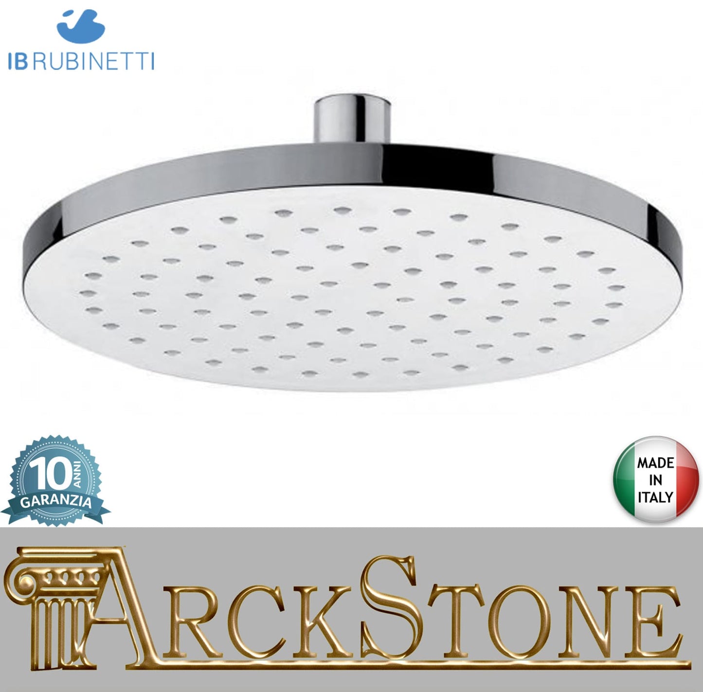 IB Rubinetti Shower Heads Soffione Doccia Rotondo Installazione A Soffitto / Muro Misura Diametro Ø200 mm Uscita Acqua Pioggia Stile Moderno Materiale ABS Finitura Cromata