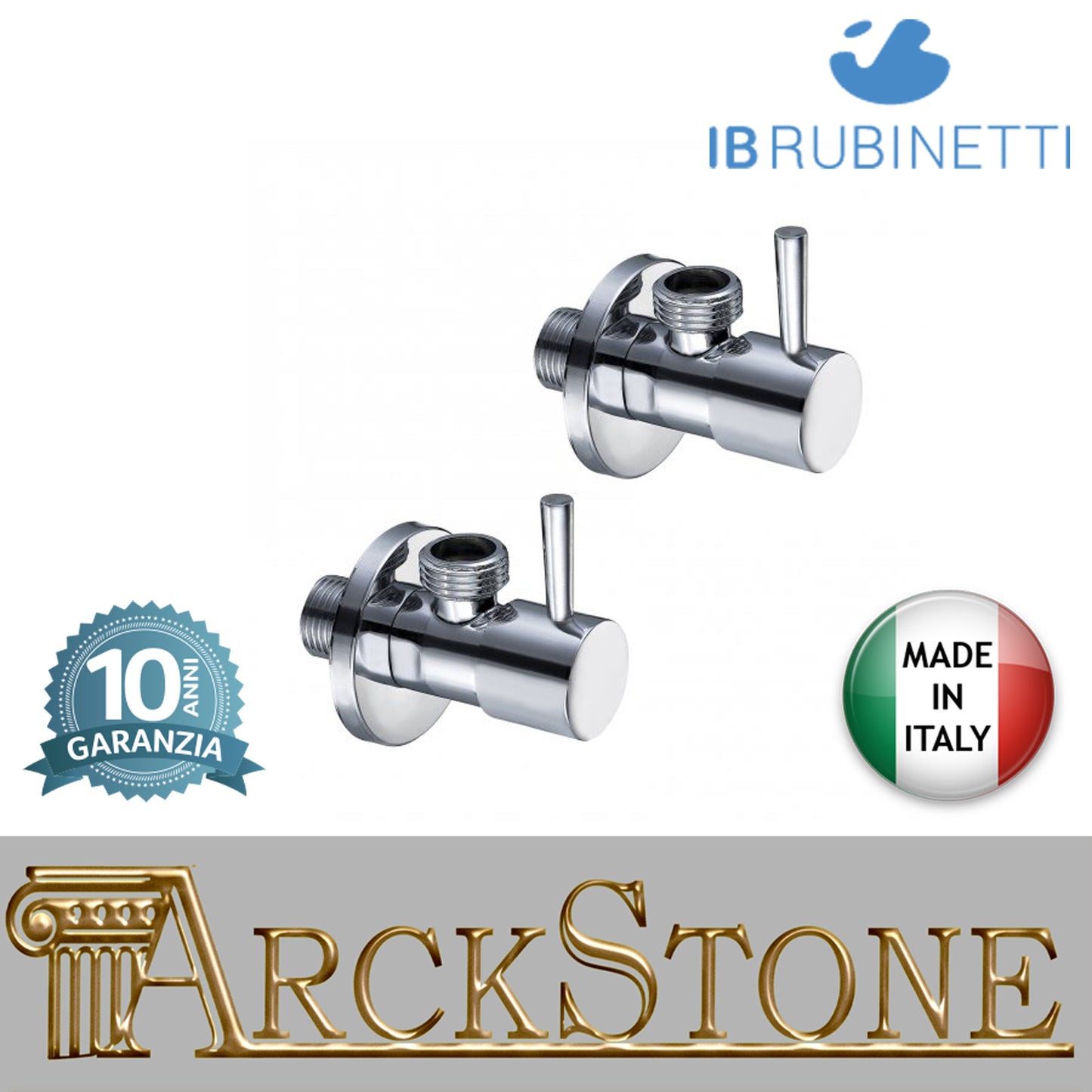 Coppia rubinetti d'arresto sottolavabo tondi marca IB rubinetti modello Shower & Co. finitura cromata presa muro doccetta rivenditore autorizzato flessibile doccia cromatura campania garanzia 10 anni parete cromo azienda certificata