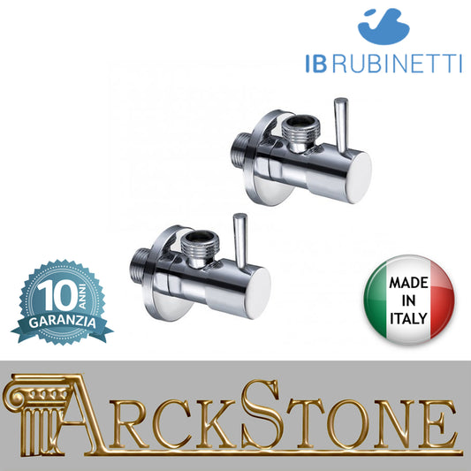 Coppia rubinetti d'arresto sottolavabo tondi marca IB rubinetti modello Shower & Co. finitura cromata presa muro doccetta rivenditore autorizzato flessibile doccia cromatura campania garanzia 10 anni parete cromo azienda certificata