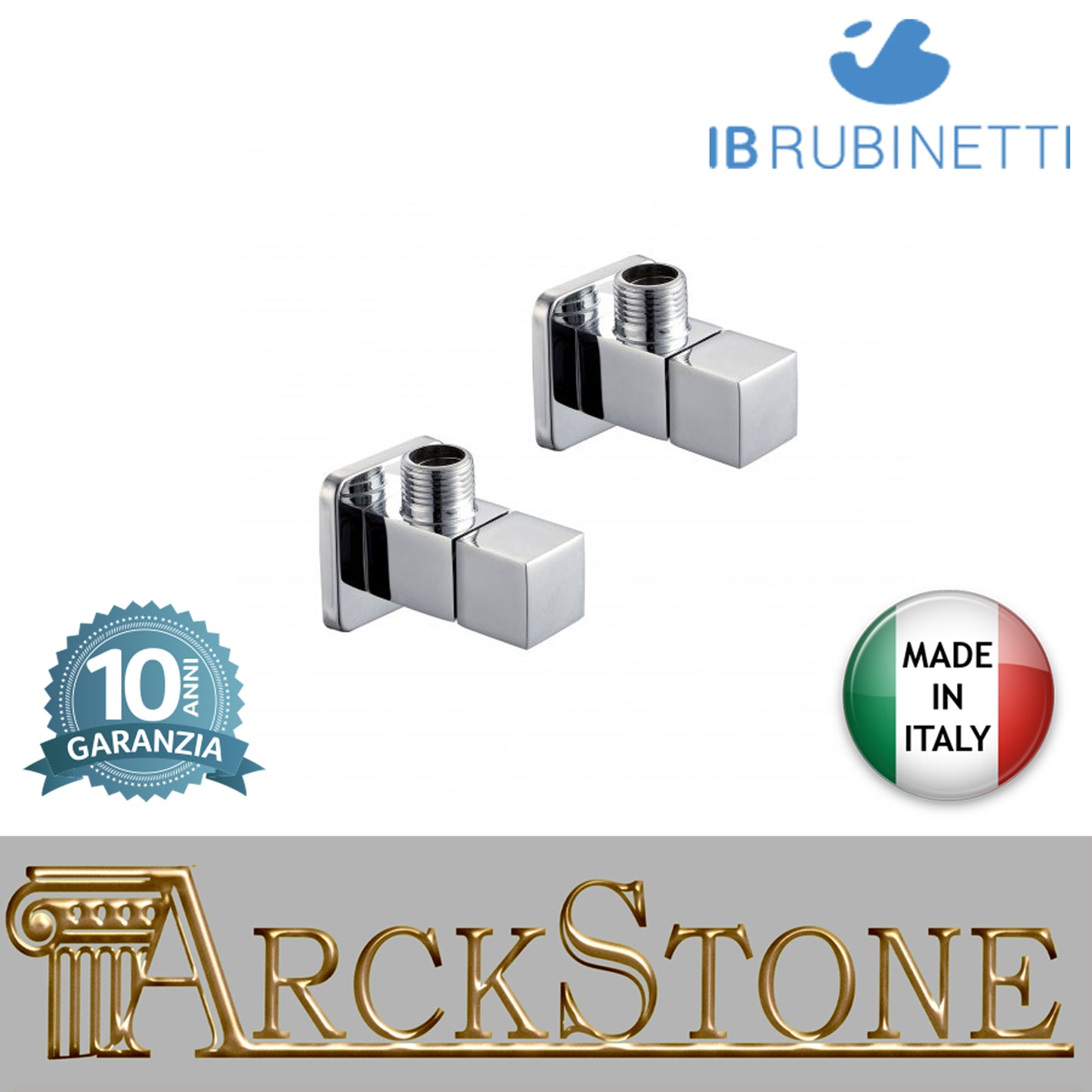 Coppia rubinetti d'arresto sottolavabo quadri marca IB rubinetti modello Shower & Co. finitura cromata presa muro doccetta rivenditore autorizzato flessibile doccia cromatura campania garanzia 10 anni parete cromo azienda certificata