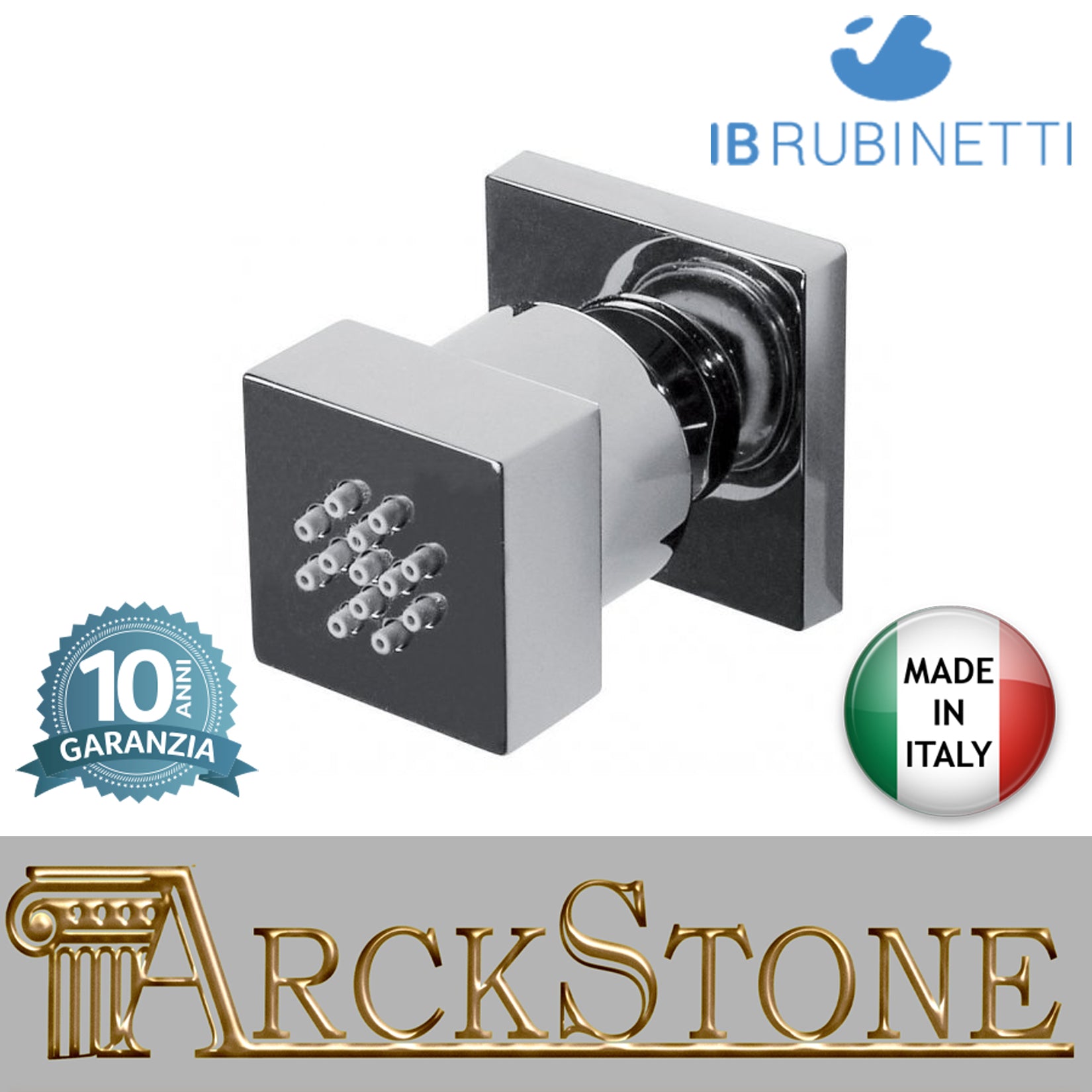Getto laterale quadro marca IB rubinetti modello Shower & Co. finitura cromata presa muro doccetta rivenditore autorizzato flessibile doccia cromatura campania garanzia 10 anni parete cromo azienda certificata qualità arredo