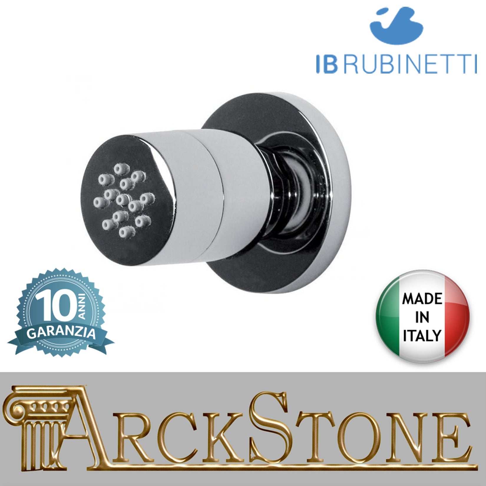 Getto laterale tondo marca IB rubinetti modello Shower & Co. finitura cromata presa muro doccetta rivenditore autorizzato flessibile doccia cromatura campania garanzia 10 anni parete cromo azienda certificata qualità arredo bagno