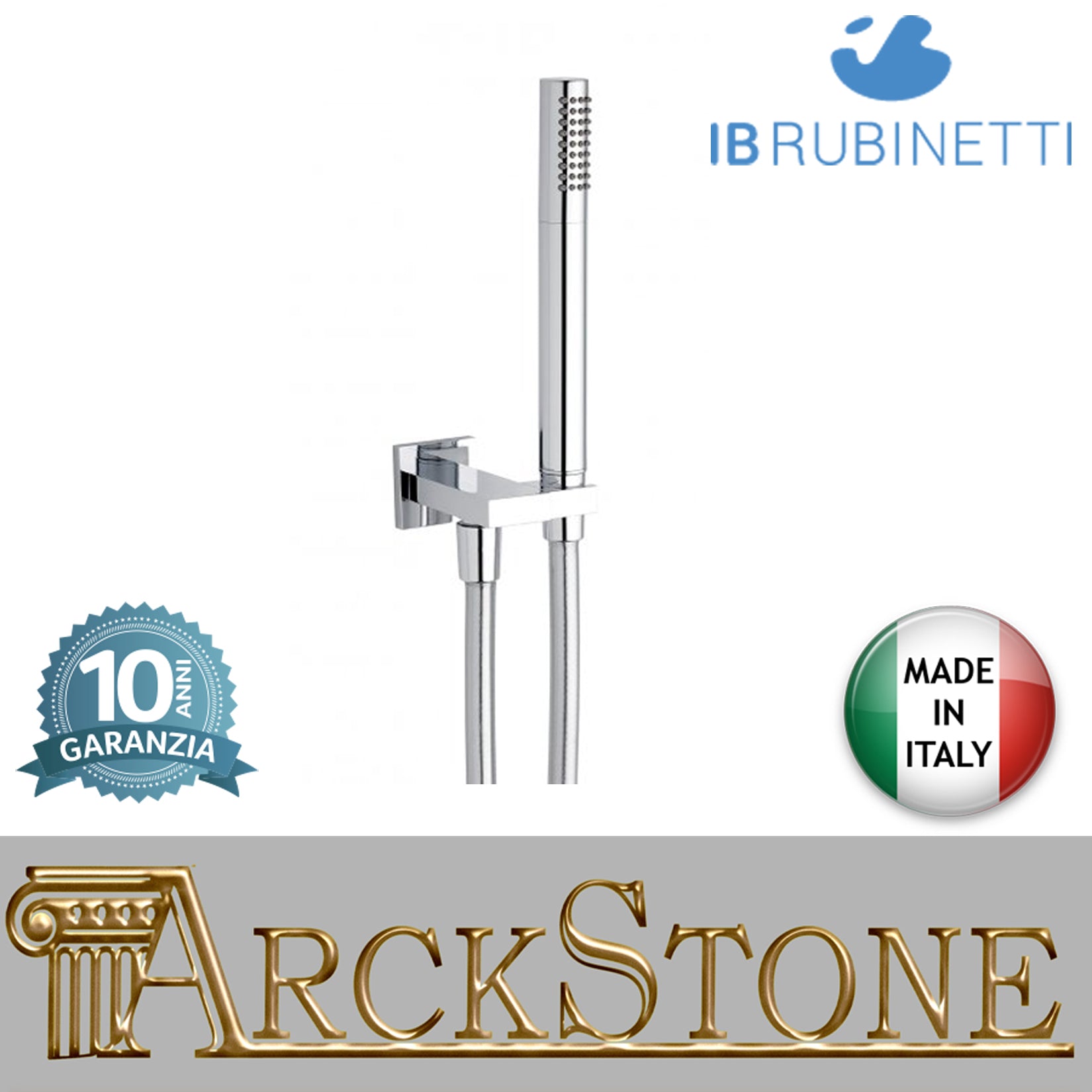 Duplex tondo marca IB rubinetti modello Shower & Co. doccetta finitura cromata presa a muro rivenditore autorizzato accessori doccia cromatura campania garanzia 10 anni parete cromo flessibile getti azienda certificata qualità made in italy arredo bagno