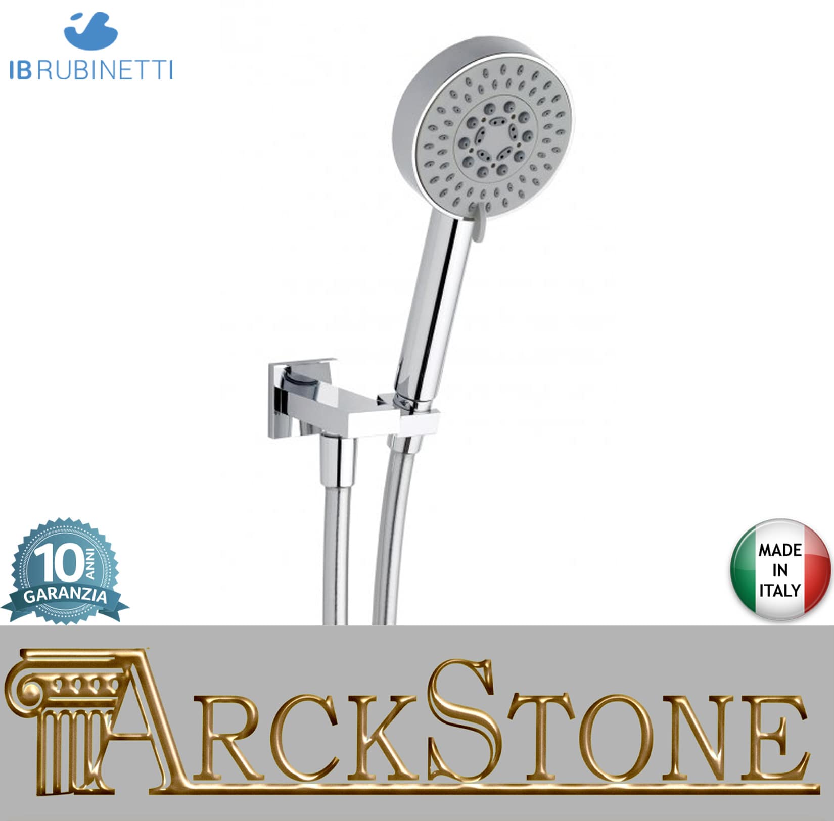 IB Rubinetti SHOWER & CO Duplex Presa Quadra Doccetta Tonda Multi Funzione 4 Getti Flessibile Stile Classico Materiale Ottone Finitura Cromata