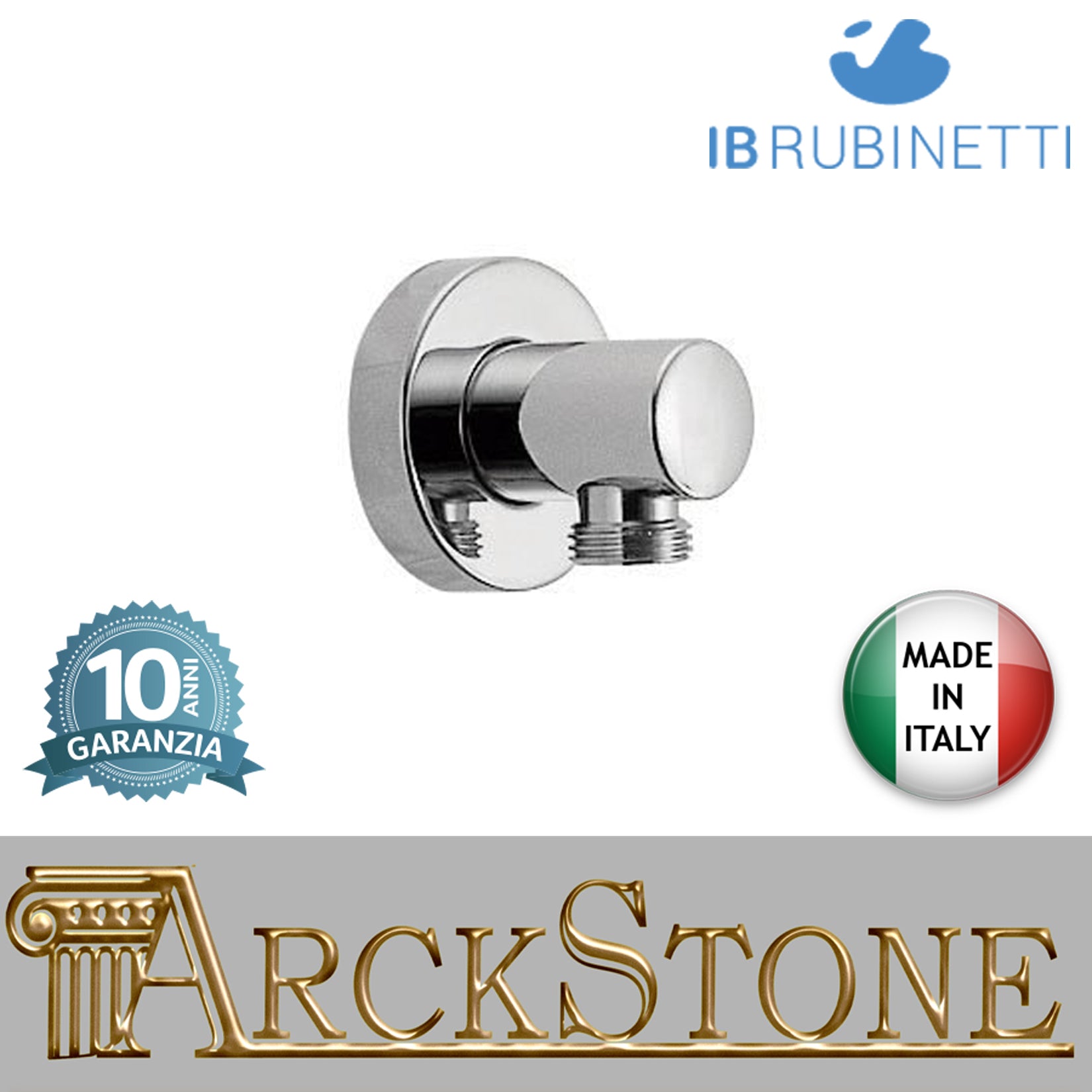 Presa d' Acqua Tonda marca IB rubinetti modello Shower & Co. finitura cromata presa muro rivenditore autorizzato doccia cromatura campania garanzia 10 anni parete cromo azienda certificata made in italy arredo bagno