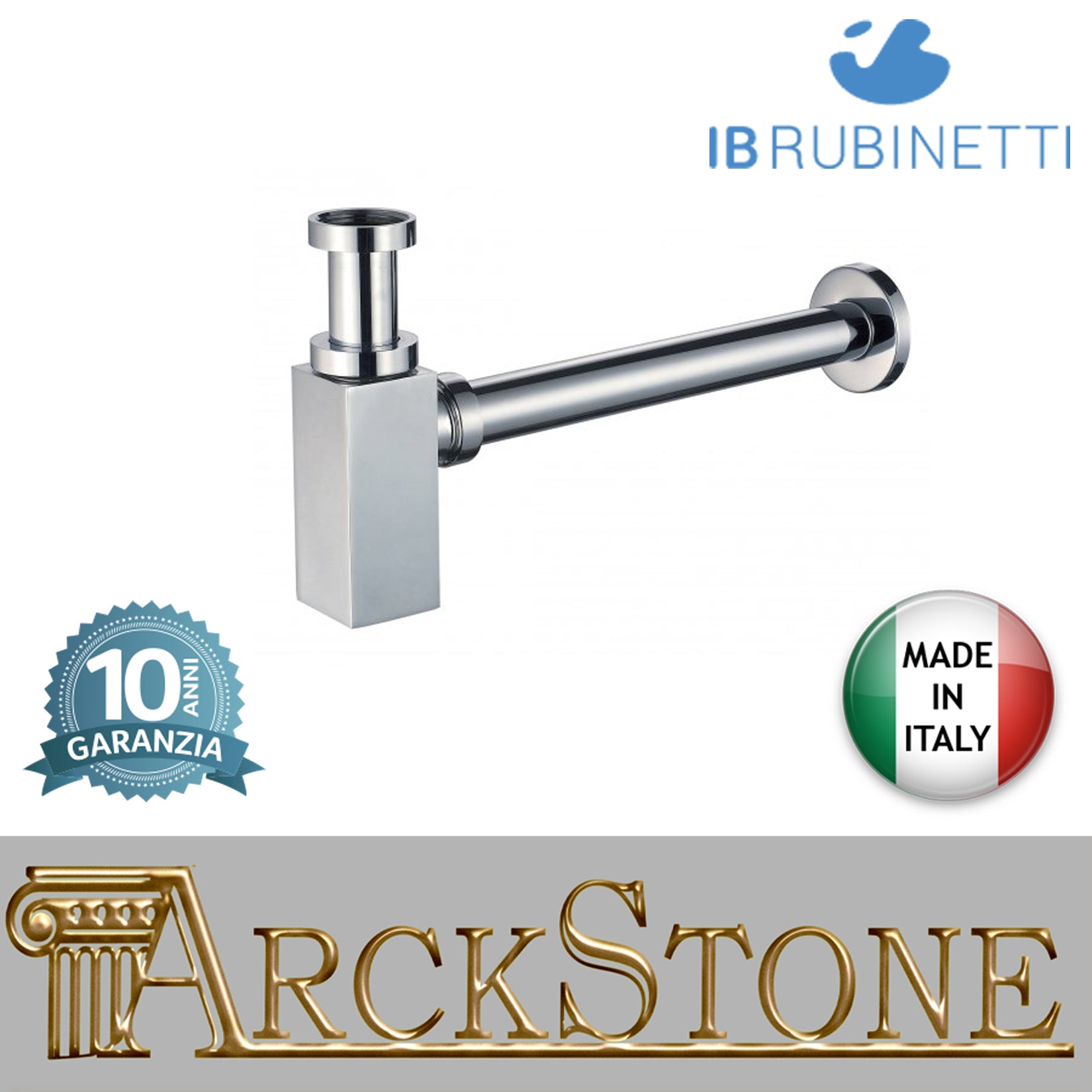 Sifone quadro marca IB rubinetti modello Shower & Co. finitura cromata presa muro rivenditore autorizzato doccia cromatura campania garanzia 10 anni parete cromo azienda certificata made in italy arredo bagno