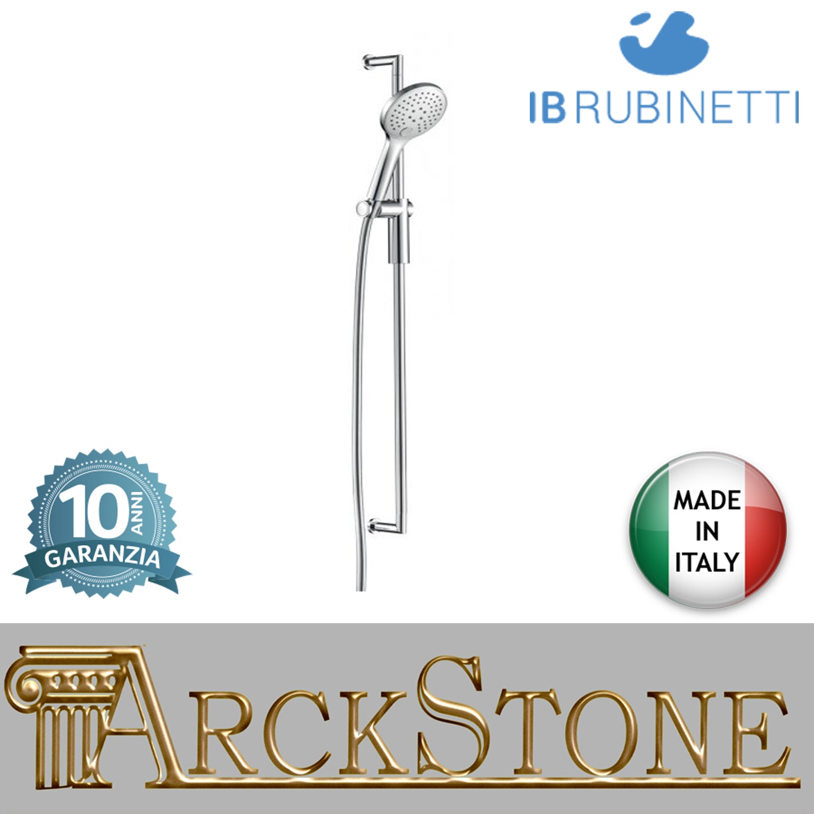 Saliscendi tre getti CLEAN PLUS marca IB rubinetti modello Shower & Co. finitura cromata asta barra presa muro doccetta rivenditore autorizzato flessibile doccia cromatura campania garanzia 10 anni parete cromo azienda certificata qualità arredo bagno