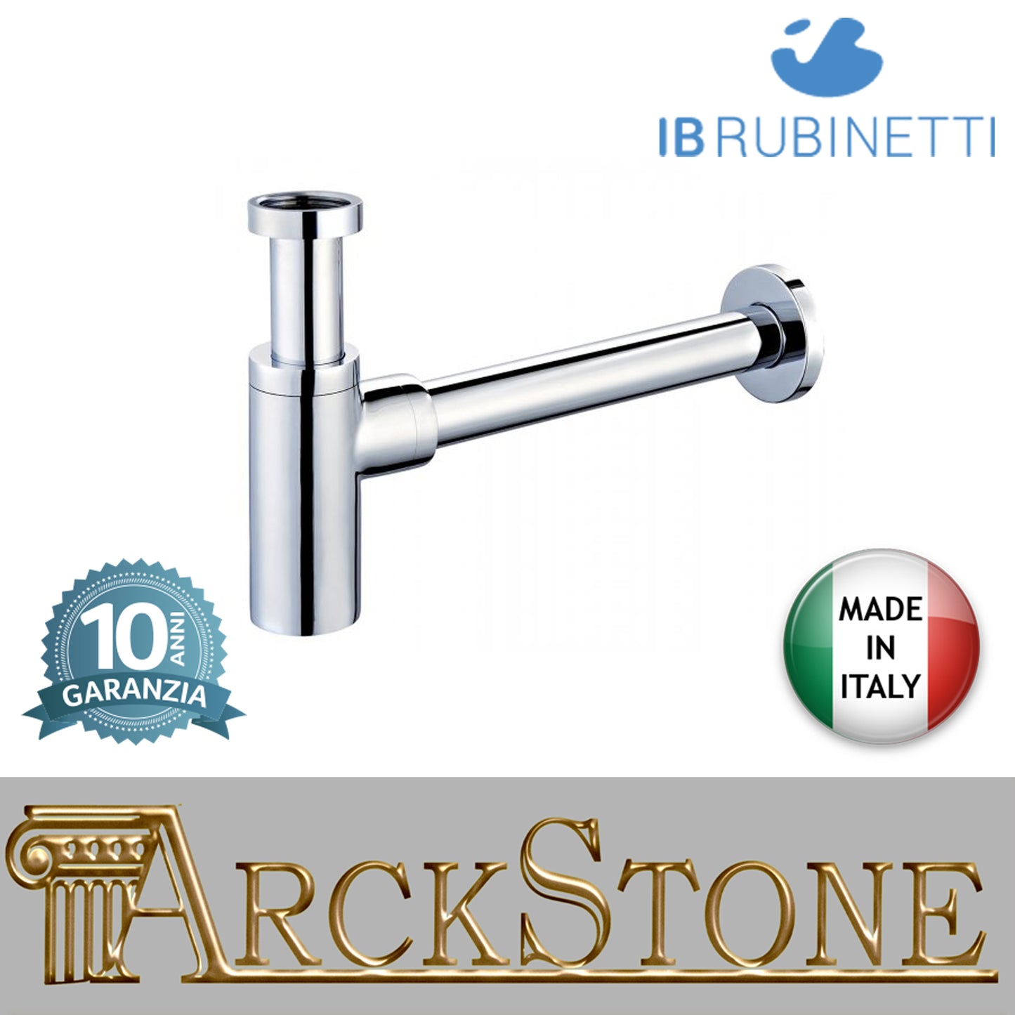 Sifone tondo marca IB rubinetti modello Shower & Co. finitura cromata presa muro rivenditore autorizzato doccia cromatura campania garanzia 10 anni parete cromo azienda certificata made in italy arredo bagno