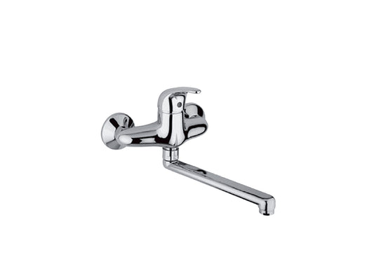 Miscelatore Lavello Cucina Lavatoio A Parete Muro Duemmeggi Sigma 2 Fori 1 Leva Manopola Monocomando Stile Classico Ottone Finitura Cromata Made in Italy Garanzia 5 Anni