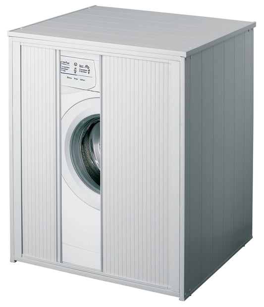 Negrari Silvestro Coprilavatrice Copri Proteggi Nascondi Lavatrice Asciugatrice Extra Large Kit Montaggio Interno Esterno Mobile Armadio Anta Sportello Serranda Serrandina Scorrevole Orizzontale Plastica Bianco Resistente Acqua Pioggia 77x71 L77 P71 H94CM