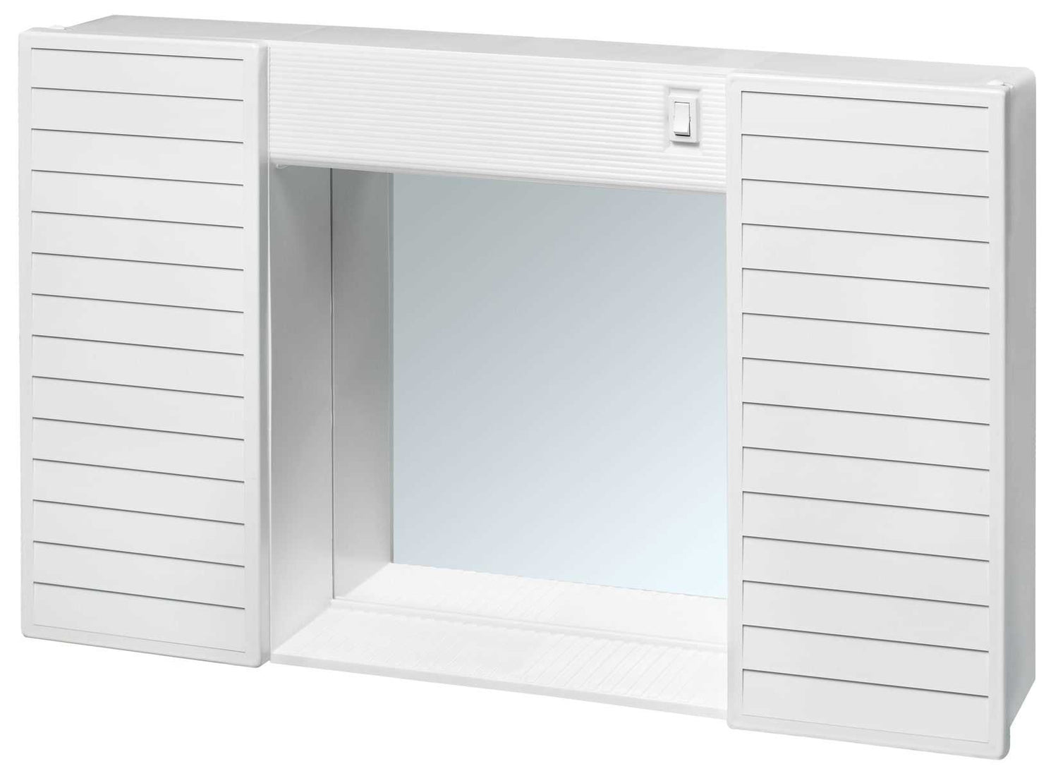 Specchiera Specchio Pensile Negrari Simpaty Mobile Mobiletto Arredo Bagno Lavanderia Contenitore Ante Antine Sospeso PVC Plastica Resina Interno Esterno Bianco Luce Interruttore Accessorio Misura Dimensione 58x37x12 cm L58 P12 H37 CM Economico Eco Mensola