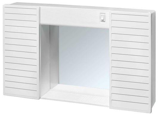 Specchiera Specchio Pensile Negrari Simpaty Mobile Mobiletto Arredo Bagno Lavanderia Contenitore Ante Antine Sospeso PVC Plastica Resina Interno Esterno Bianco Luce Interruttore Accessorio Misura Dimensione 58x37x12 cm L58 P12 H37 CM Economico Eco Mensola