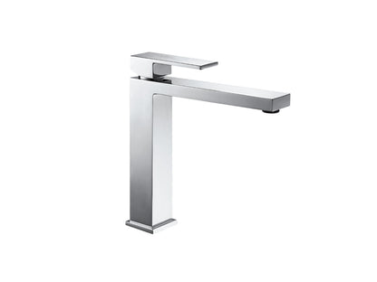 Miscelatore Lavabo Medio Senza Piletta di Scarico Automatico Duemmeggi Square Ottone Finitura Cromata Monoforo Appoggio Monocomando 1 Foro Leva Stile Moderno Lunghezza 170 mm Altezza 218 mm Made in Italy Garanzia 5 Anni