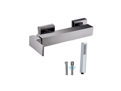 Miscelatore Incasso Doccia Esterno Attacco 1/2" Con Duplex E Set Doccia Duemmeggi Square 2 Fori Meccanico Muro Parete Moderno Materiale Ottone Finitura Cromata Made in Italy Garanzia 5 Anni