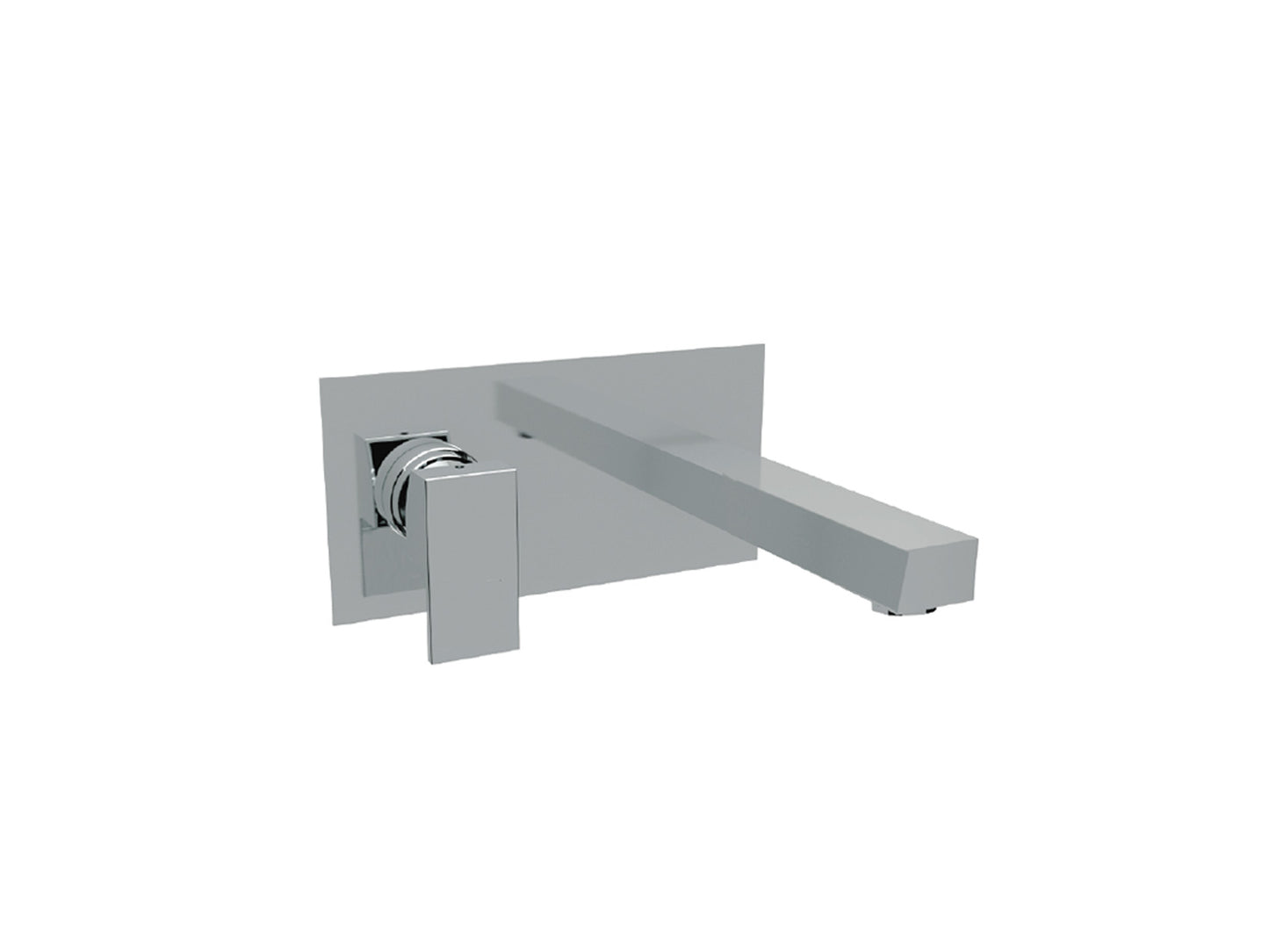 Miscelatore Lavabo Ad Incasso Con Bocca A Parete Duemmeggi Square a 2 Fori con Piastra Stile Moderno Muro Senza Piletta di Scarico Monocomando 1 Leva 190 mm Materiale Ottone Finitura Cromata Made in Italy Garanzia 5 Anni