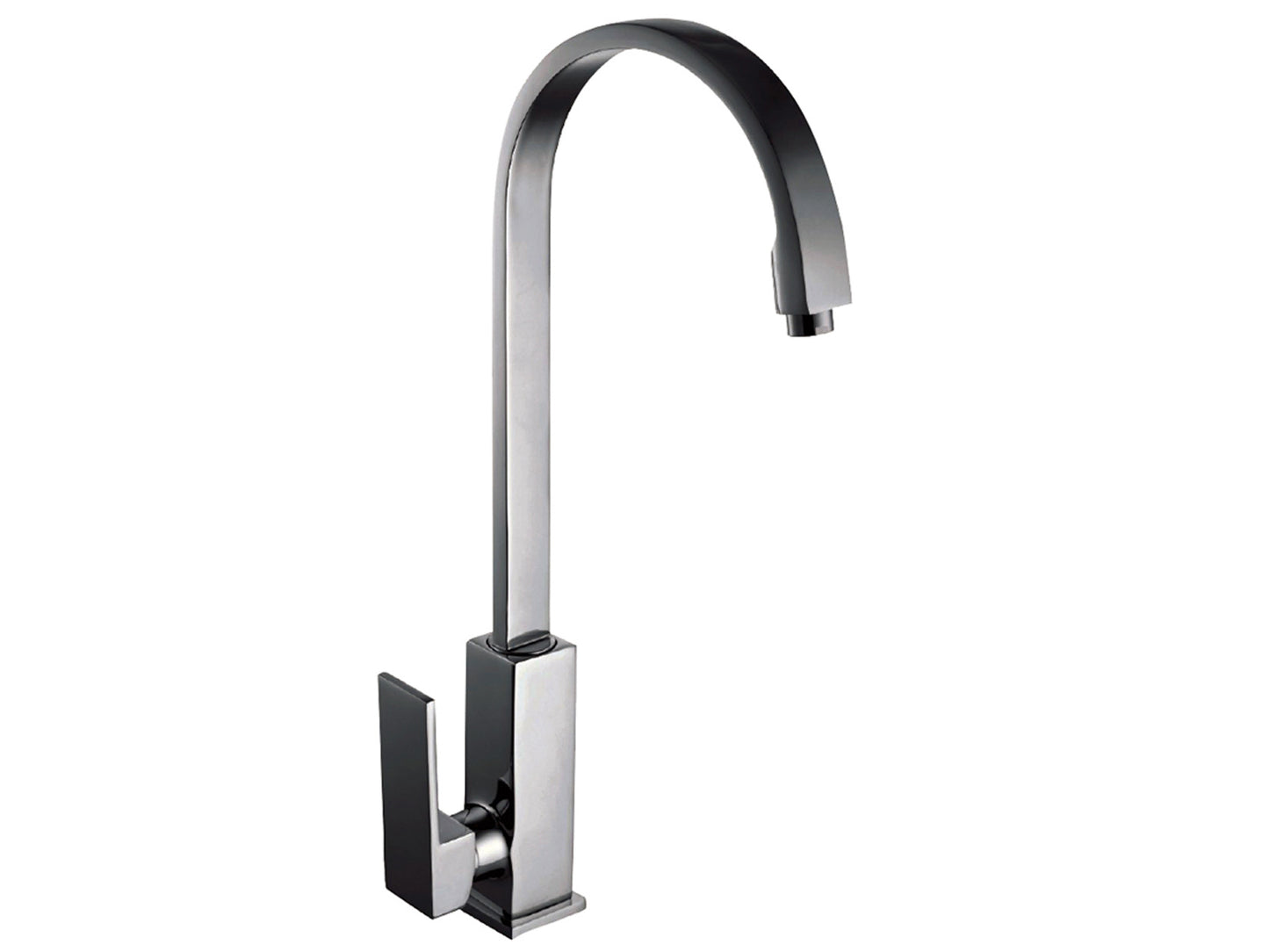 Miscelatore Lavello Cucina Lavatoio Con Bocca Girevole Duemmeggi Square Appoggio Monoforo Monocomando 1 Leva Manopola 1 Foro Materiale Ottone Finitura Cromata Made in Italy Garanzia 5 Anni