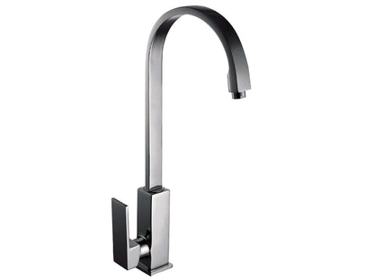 Miscelatore Lavello Cucina Lavatoio Con Bocca Girevole Duemmeggi Square Appoggio Monoforo Monocomando 1 Leva Manopola 1 Foro Materiale Ottone Finitura Cromata Made in Italy Garanzia 5 Anni