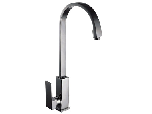 Miscelatore Lavello Cucina Lavatoio Con Bocca Girevole Duemmeggi Square Appoggio Monoforo Monocomando 1 Leva Manopola 1 Foro Materiale Ottone Finitura Cromata Made in Italy Garanzia 5 Anni