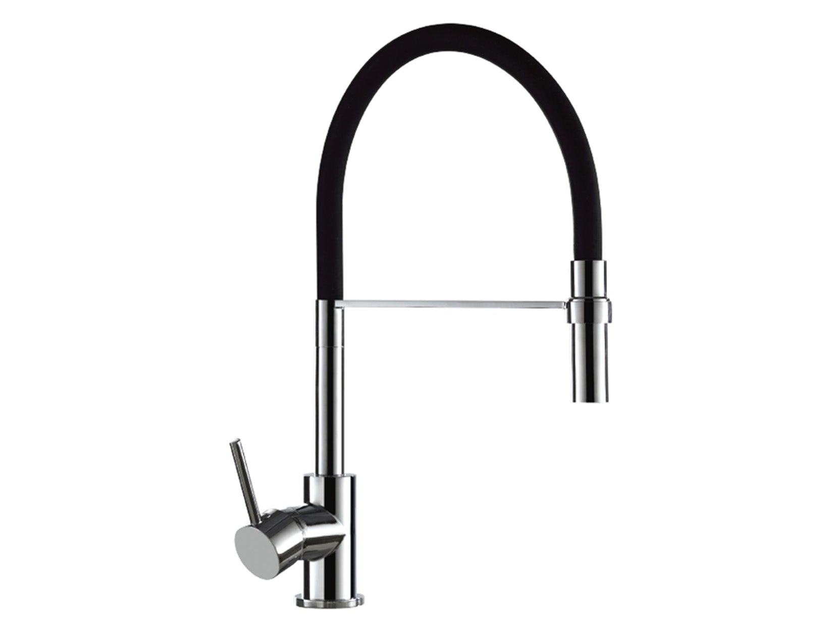 Miscelatore Lavello Lavatoio Monocomando 1 Leva Laterale Con Tubo Flessibile Molla Duemmeggi Cucina Sydney Installazione Appoggio Monoforo 1 Foro Stile Moderno Materiale Ottone Finitura Cromata e Nera Made in Italy Garanzia 5 Anni