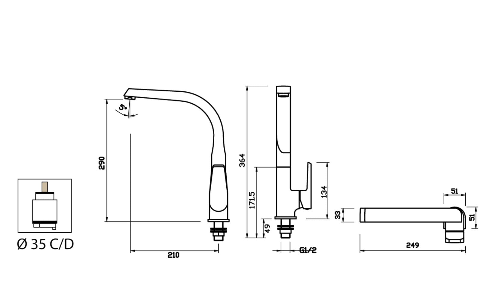 Miscelatore Lavello Cucina Lavatoio Lavapanni Monocomando Con Cartuccia E Leva Duemmeggi Tecno Appoggio Monoforo 1 Foro Moderno Ottone Finitura Cromata Made in Italy Garanzia 5 Anni