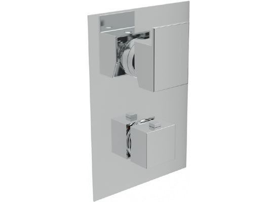 Miscelatore Doccia Incasso Con Deviatore Termostatico A 2-5 Uscite Duemmeggi Termostatici Minimal Quadro Installazione Muro Parete 1 Leva Manopola Monocomando 2 Fori Stile Moderno Con Piastra Materiale Ottone Finitura Cromata Made in Italy Garanzia 5 Anni